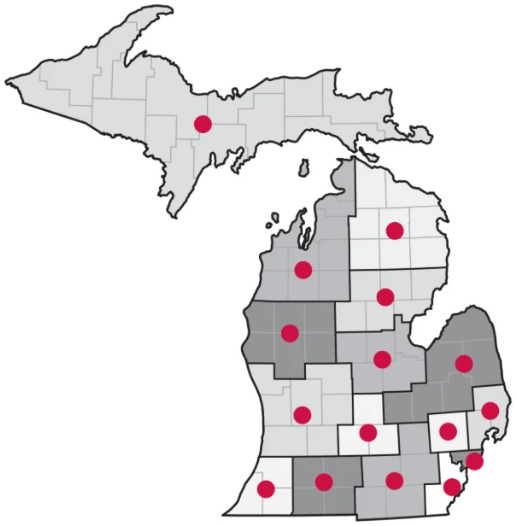Map of Michigan Works! regions